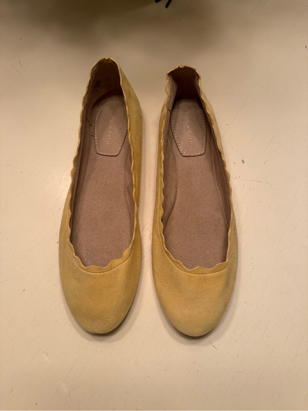 Kelly & Katie Mustard Yellow Scalloped Ballet Flats